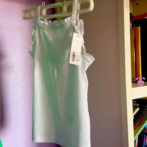 Ruffled White Tank Top